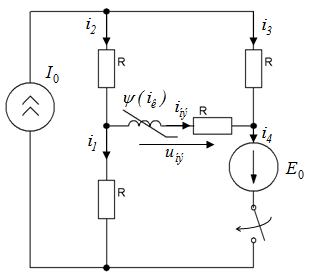 Схема электрическая принципиальная с кусочно-линейным реактивным элементом