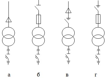 Принципиальные схемы подключения трансформаторов подстанций со стороны высшего и низшего напряжений